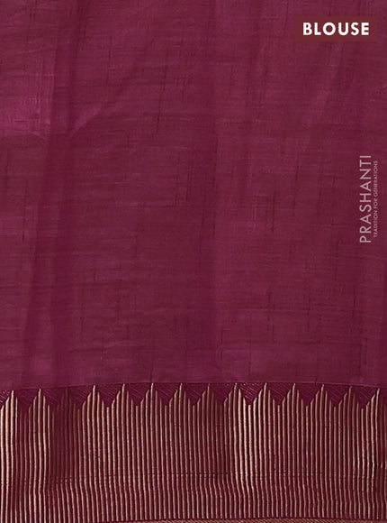 Semi raw silk saree deep purple with allover thread & zari woven buttas and zari woven border