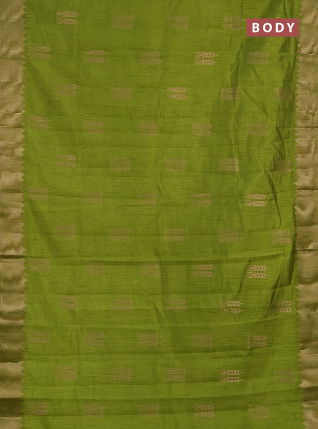 Semi raw silk saree light green with allover thread & zari woven buttas and zari woven border