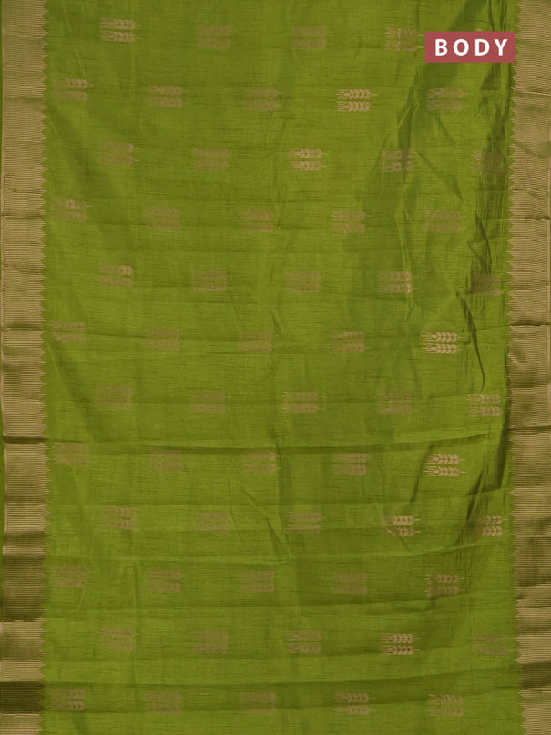Semi raw silk saree light green with allover thread & zari woven buttas and zari woven border