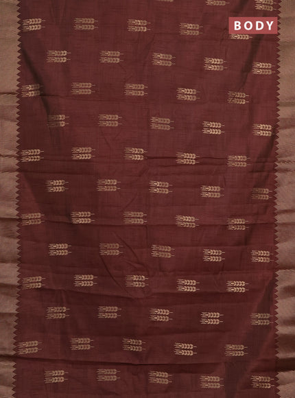 Semi raw silk saree coffee brown with allover thread & zari woven buttas and zari woven border