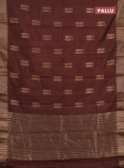 Semi raw silk saree coffee brown with allover thread & zari woven buttas and zari woven border