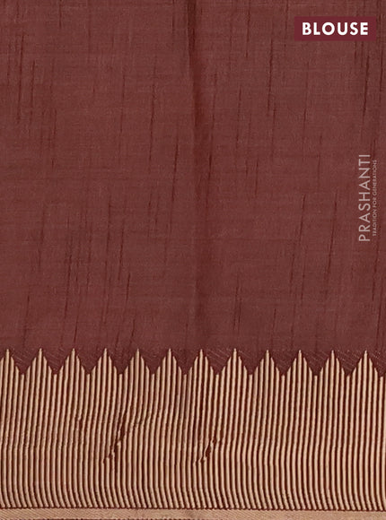 Semi raw silk saree coffee brown with allover thread & zari woven buttas and zari woven border