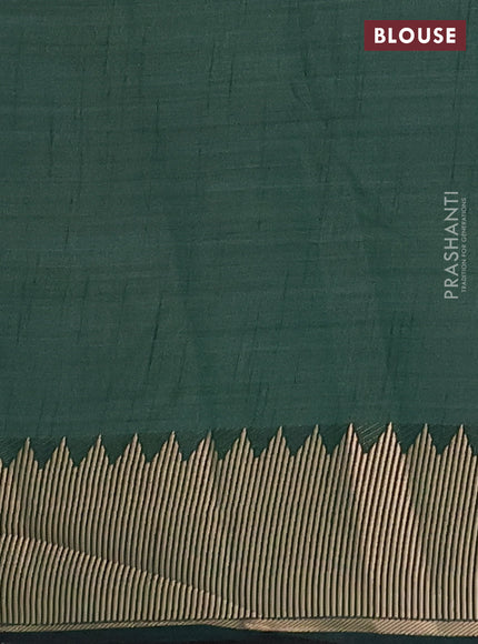 Semi raw silk saree bottle green with allover thread & zari woven buttas and zari woven border
