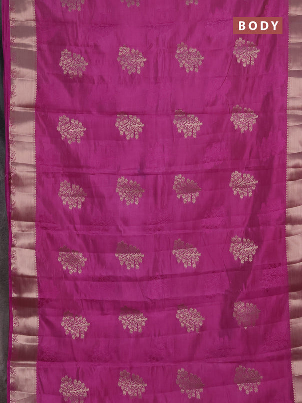 Semi raw silk saree pink with allover thread & zari woven buttas and zari woven border