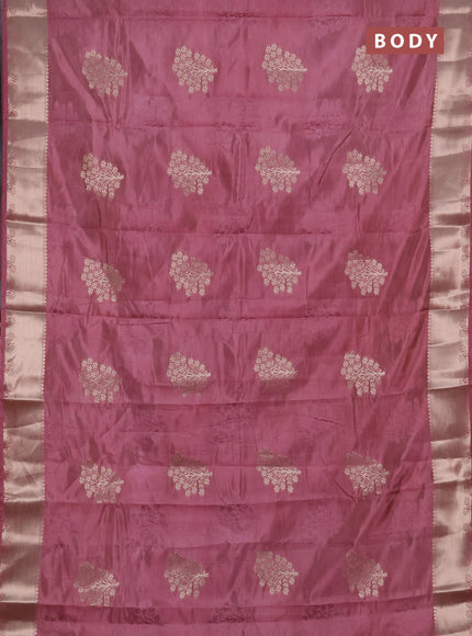 Semi raw silk saree mauve pink with allover thread & zari woven buttas and zari woven border