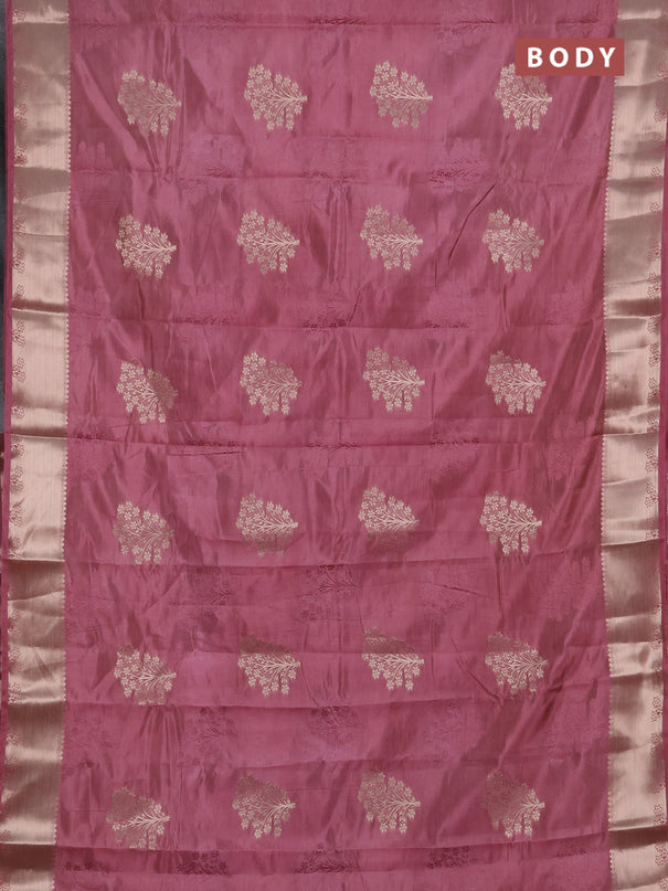 Semi raw silk saree mauve pink with allover thread & zari woven buttas and zari woven border