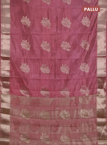 Semi raw silk saree mauve pink with allover thread & zari woven buttas and zari woven border