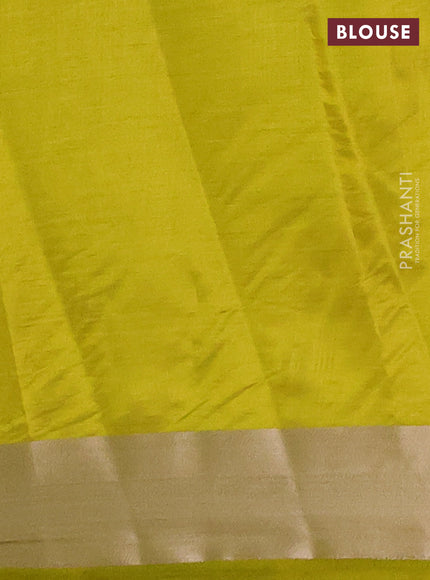 Semi raw silk saree lime green with allover thread & zari woven buttas and zari woven border