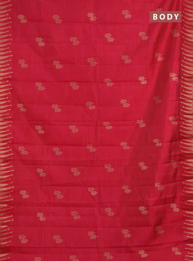 Semi raw silk saree pink with allover thread & zari woven buttas and zari woven border