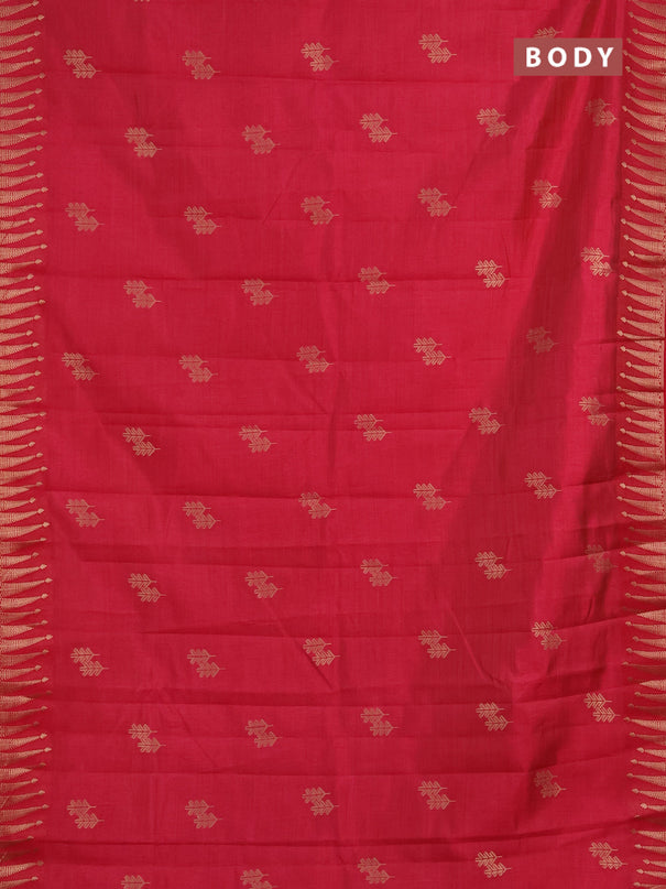Semi raw silk saree pink with allover thread & zari woven buttas and zari woven border