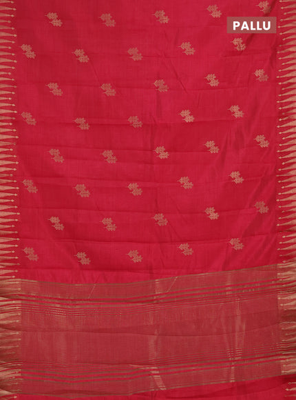 Semi raw silk saree pink with allover thread & zari woven buttas and zari woven border
