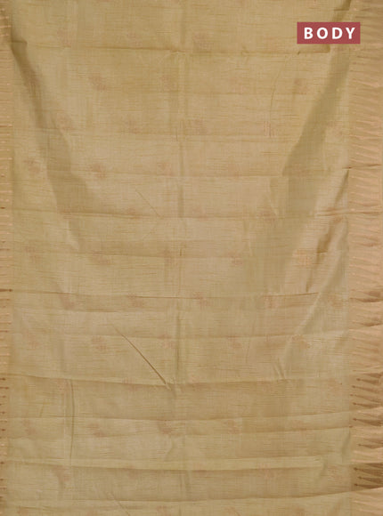 Semi raw silk saree beige with allover thread & zari woven buttas and zari woven border