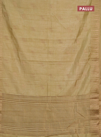 Semi raw silk saree beige with allover thread & zari woven buttas and zari woven border