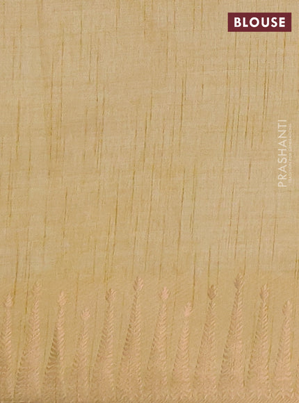 Semi raw silk saree beige with allover thread & zari woven buttas and zari woven border