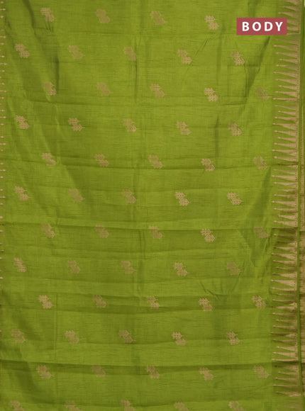 Semi raw silk saree light green with allover thread & zari woven buttas and zari woven border