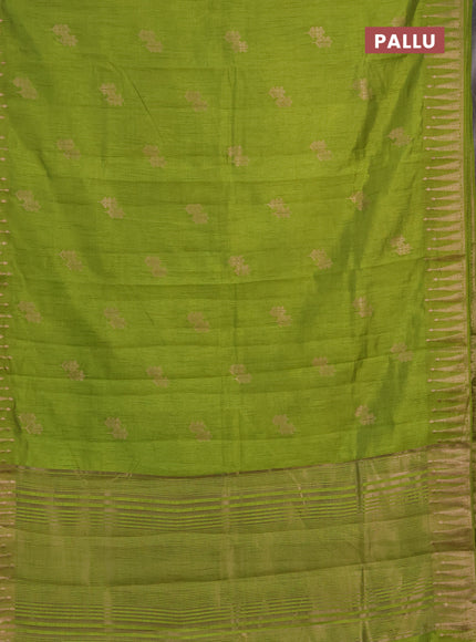 Semi raw silk saree light green with allover thread & zari woven buttas and zari woven border