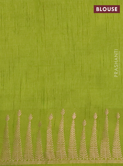 Semi raw silk saree light green with allover thread & zari woven buttas and zari woven border