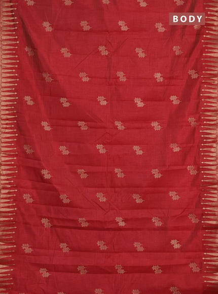 Semi raw silk saree maroon with allover thread & zari woven buttas and zari woven border