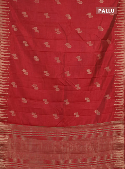 Semi raw silk saree maroon with allover thread & zari woven buttas and zari woven border