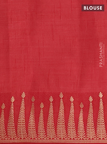 Semi raw silk saree maroon with allover thread & zari woven buttas and zari woven border