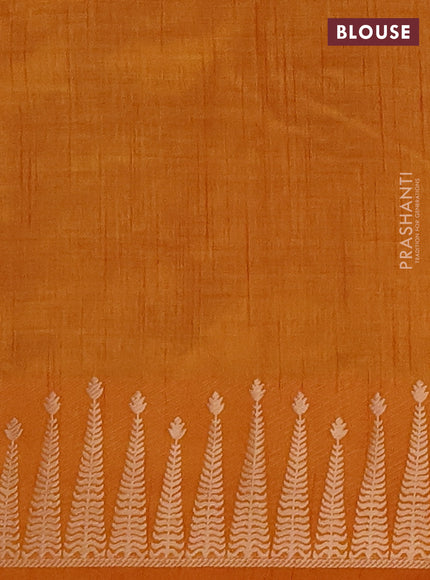 Semi raw silk saree mustard yellow with allover thread & zari woven buttas and zari woven border