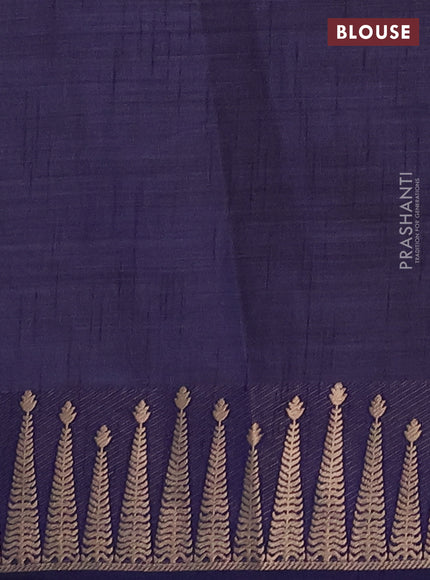 Semi raw silk saree navy blue with allover thread & zari woven buttas and zari woven border