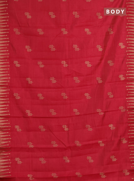 Semi raw silk saree pink with allover thread & zari woven buttas and zari woven border