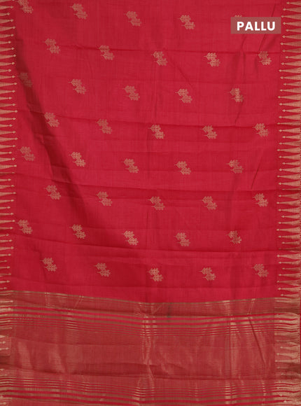 Semi raw silk saree pink with allover thread & zari woven buttas and zari woven border