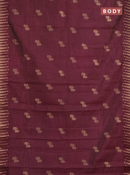 Semi raw silk saree deep purple with allover thread & zari woven buttas and zari woven border