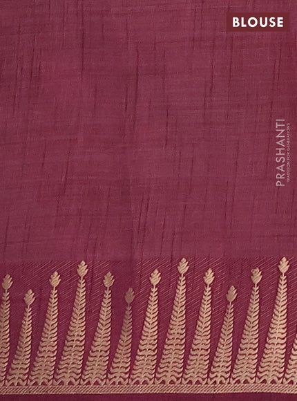 Semi raw silk saree deep purple with allover thread & zari woven buttas and zari woven border