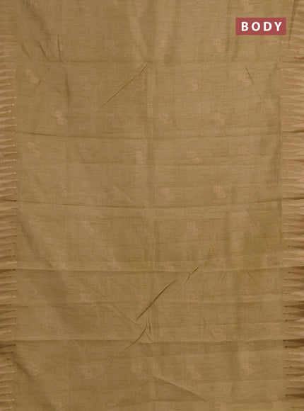 Semi raw silk saree beige with allover thread & zari woven buttas and zari woven border