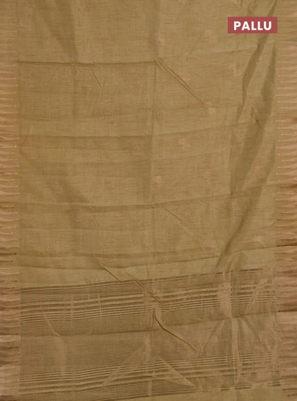 Semi raw silk saree beige with allover thread & zari woven buttas and zari woven border