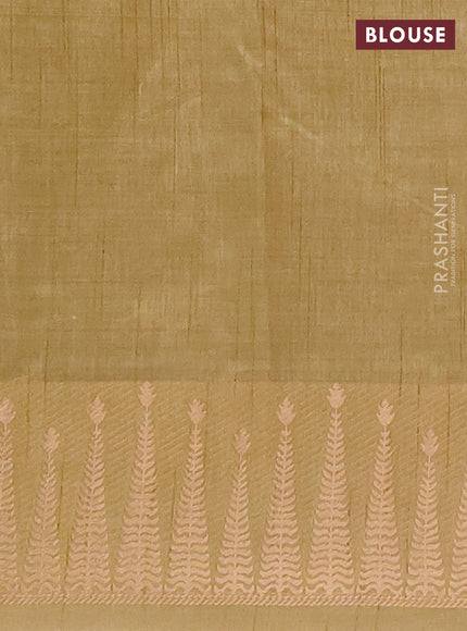 Semi raw silk saree beige with allover thread & zari woven buttas and zari woven border
