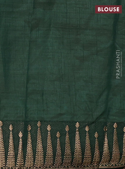 Semi raw silk saree bottle green with allover thread & zari woven buttas and zari woven border