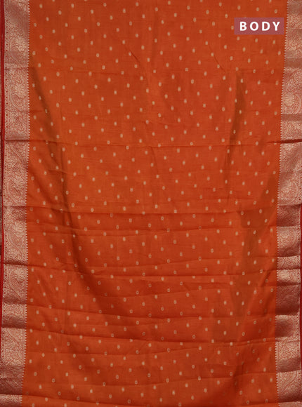 Semi raw silk saree orange with allover thread & zari woven buttas and zari woven border