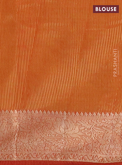 Semi raw silk saree orange with allover thread & zari woven buttas and zari woven border
