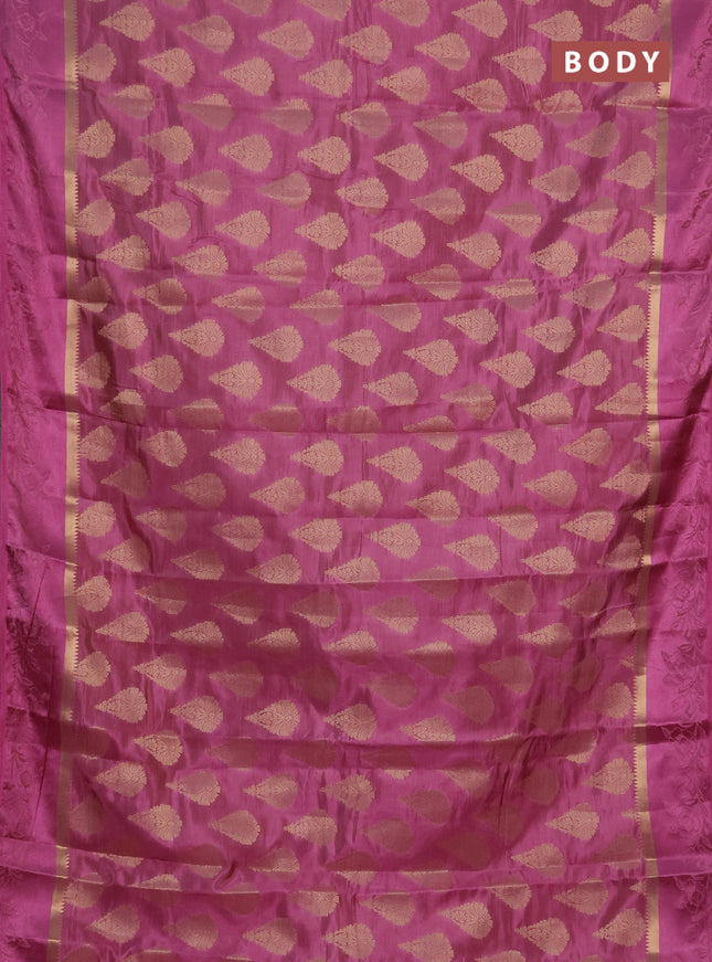 Semi raw silk saree mauve pink with allover thread & zari woven buttas and thread woven border