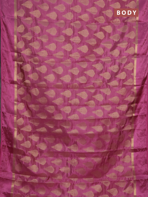 Semi raw silk saree mauve pink with allover thread & zari woven buttas and thread woven border