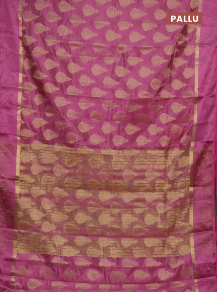 Semi raw silk saree mauve pink with allover thread & zari woven buttas and thread woven border