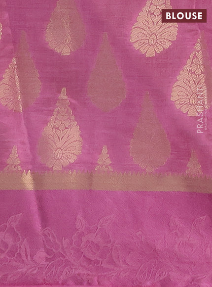 Semi raw silk saree mauve pink with allover thread & zari woven buttas and thread woven border