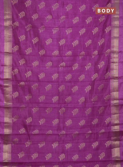 Semi raw silk saree lavender with allover thread & zari woven buttas and temple zari woven border