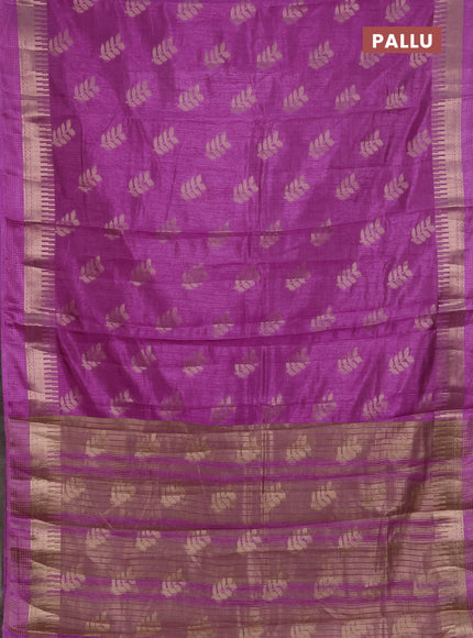 Semi raw silk saree lavender with allover thread & zari woven buttas and temple zari woven border