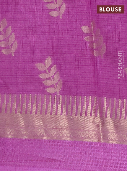 Semi raw silk saree lavender with allover thread & zari woven buttas and temple zari woven border