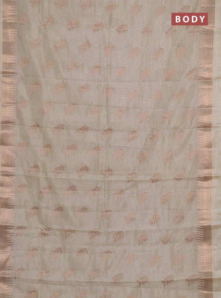 Semi raw silk saree cream with allover thread & zari woven buttas and temple zari woven border