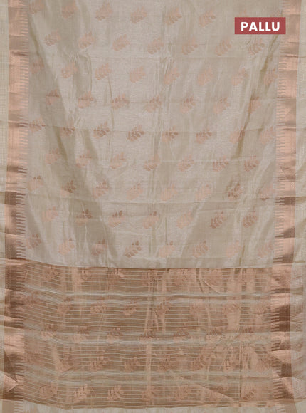Semi raw silk saree cream with allover thread & zari woven buttas and temple zari woven border