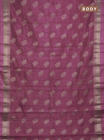 Semi raw silk saree mauve pink with allover thread & zari woven buttas and temple zari woven border