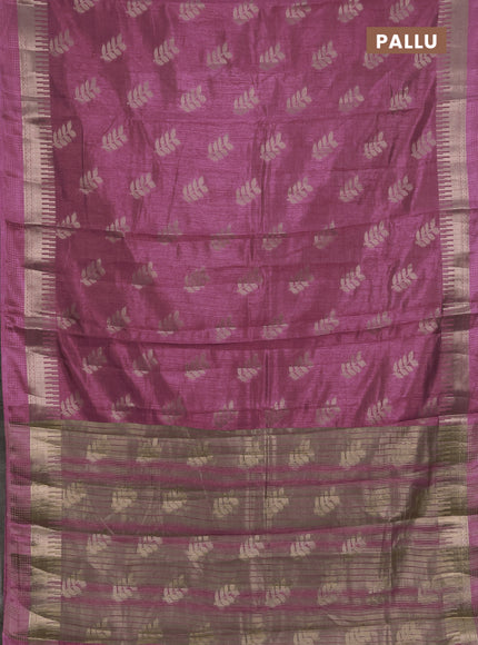 Semi raw silk saree mauve pink with allover thread & zari woven buttas and temple zari woven border