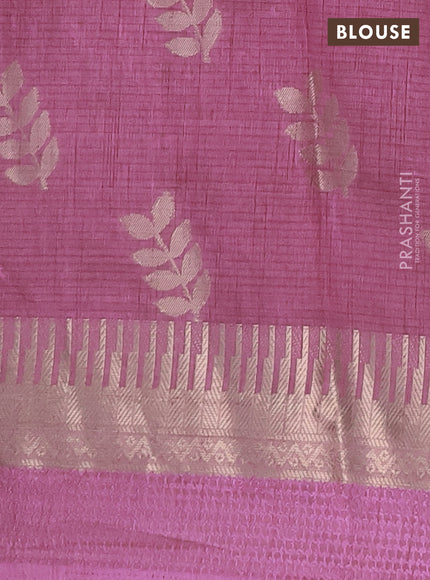 Semi raw silk saree mauve pink with allover thread & zari woven buttas and temple zari woven border