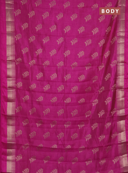 Semi raw silk saree pink with allover thread & zari woven buttas and temple zari woven border