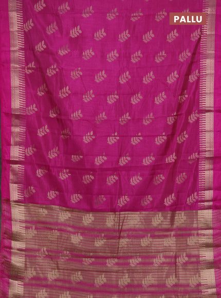 Semi raw silk saree pink with allover thread & zari woven buttas and temple zari woven border